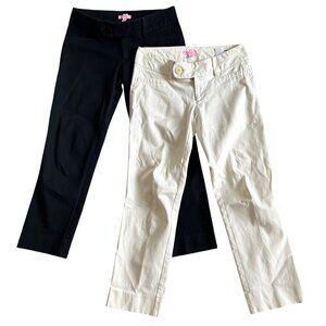Lilly Pulitzer Bundle Womens Sz 4 White & Black Cropped Pants Slim Fit
